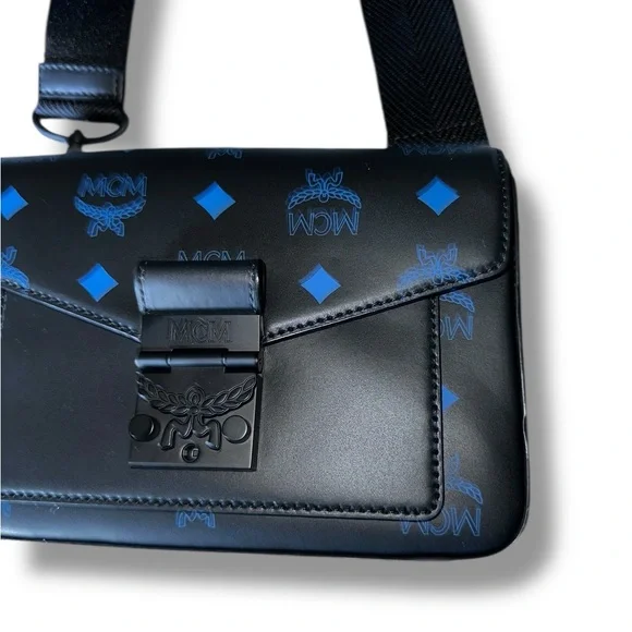 MCM Color Splash Logo Small Crossbody Bag in "Vallarta Blue" Colorway UNISEX NWT - Picture 5 of 15